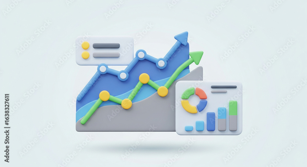 Fototapeta premium 3D Illustration of Business Trade Analytics Showing Growth