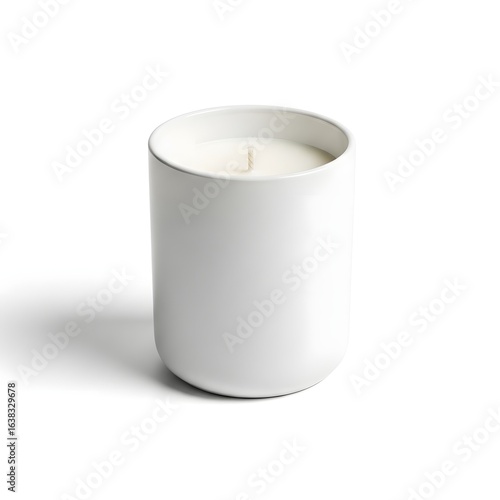 White Scented Candle in a Ceramic Jar