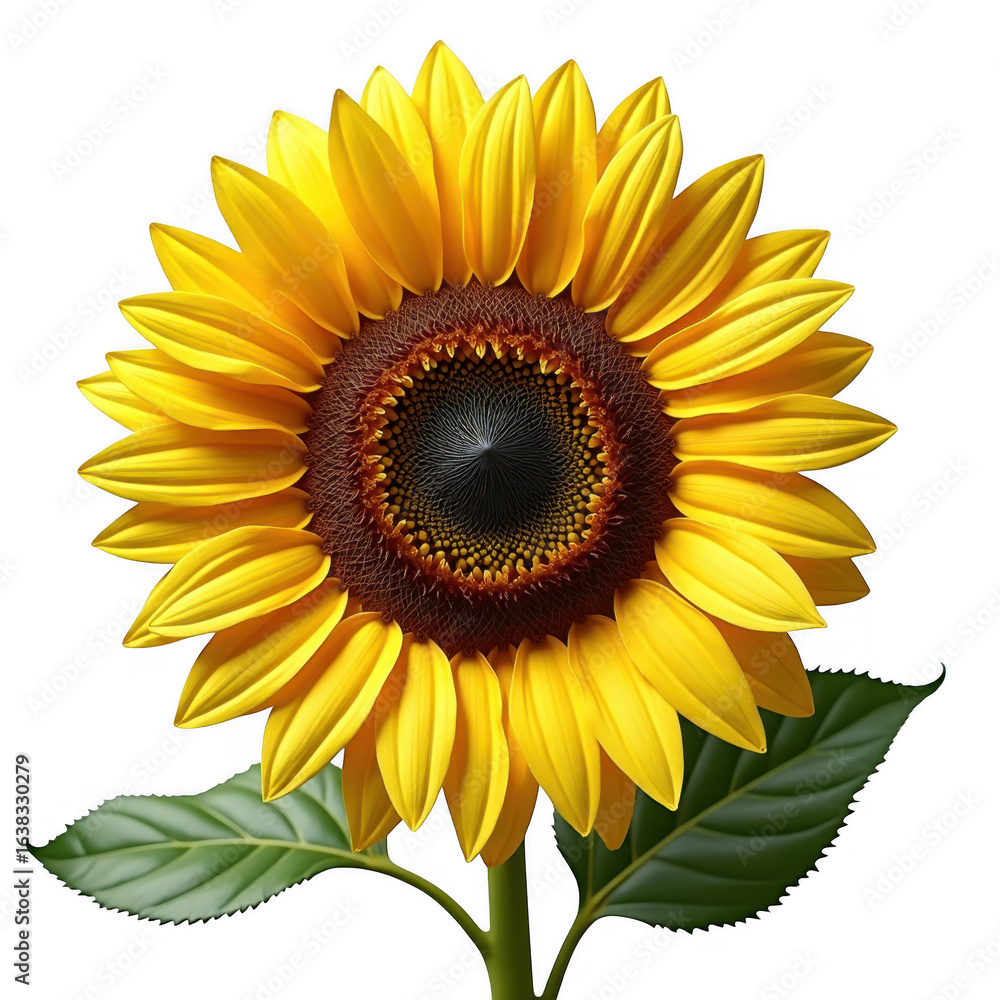 Obraz premium Close up photograph of a radiant yellow sunflower against a contrasting black background