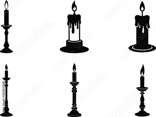 candlestick vector illustration black silhouette white background