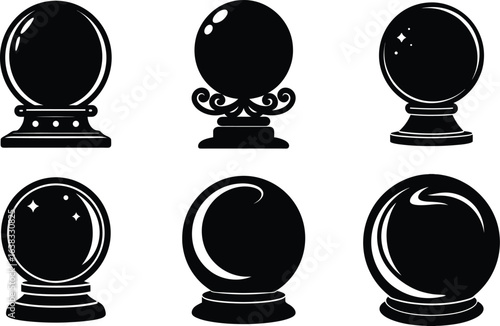 crystal ball vector illustration black silhouette white background