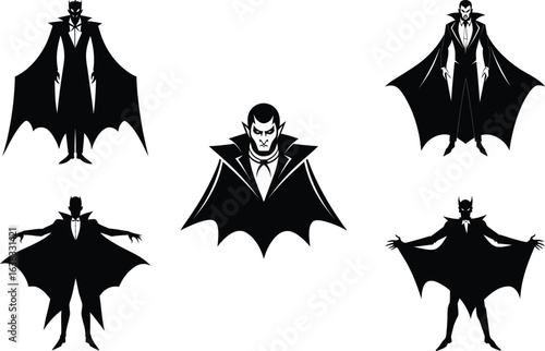 dracula classic pose vector illustration black silhouette white background
