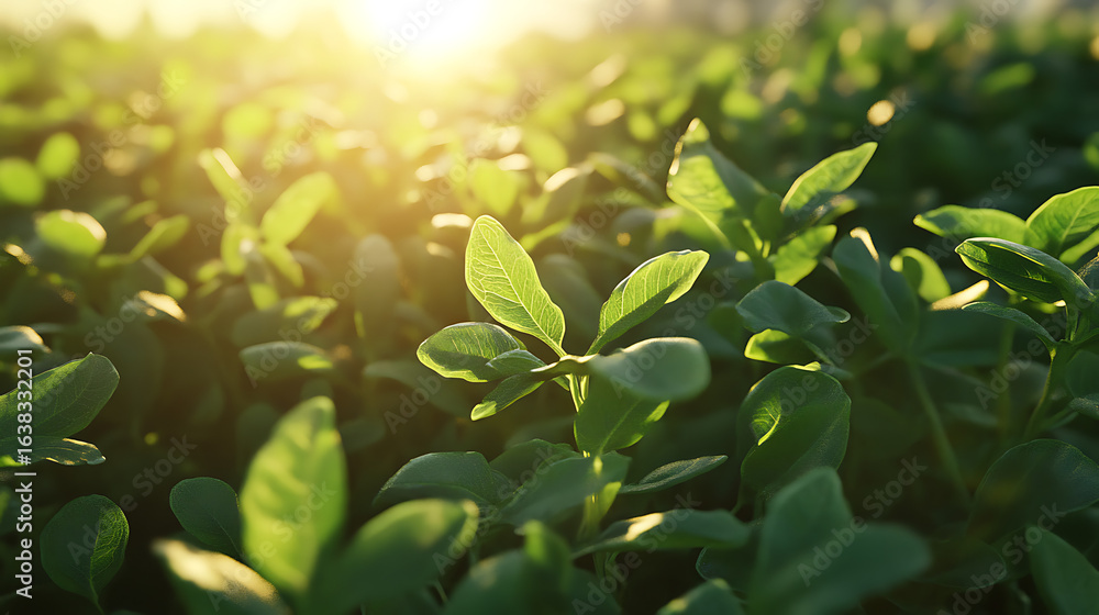 Obraz premium Young plants growing in sunlight