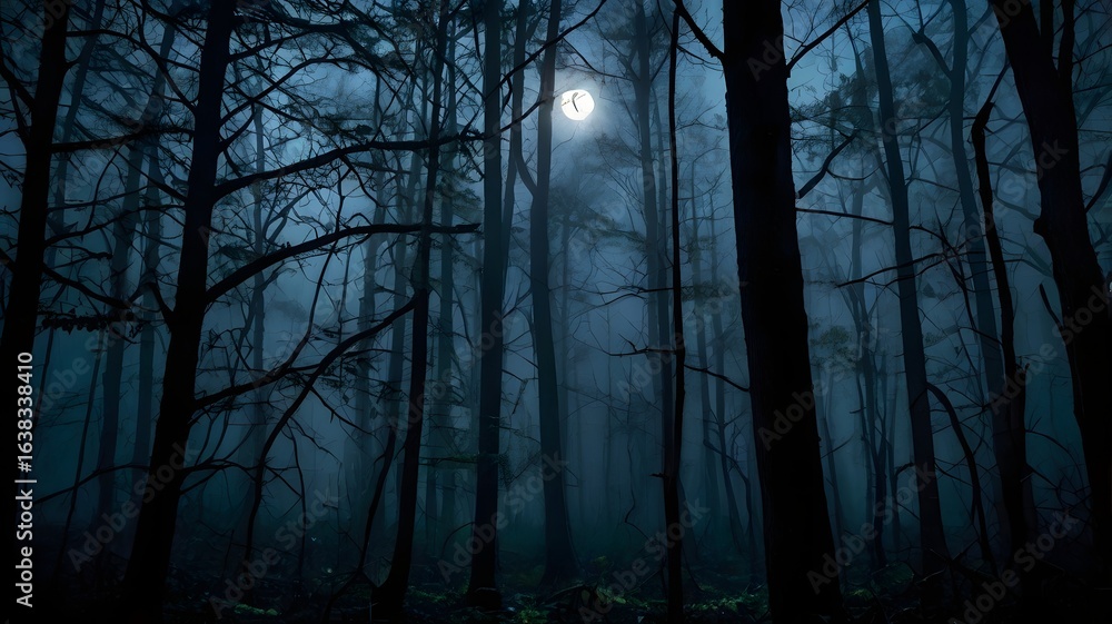 Obraz premium trees in the forest night