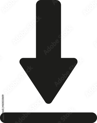 Heavy download icon with thick arrow and solid base