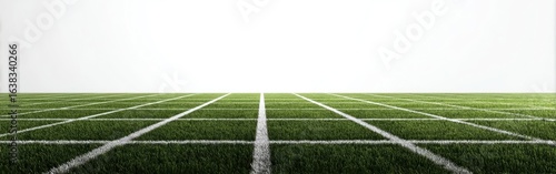 A grid pattern on a green sports field against a white background.