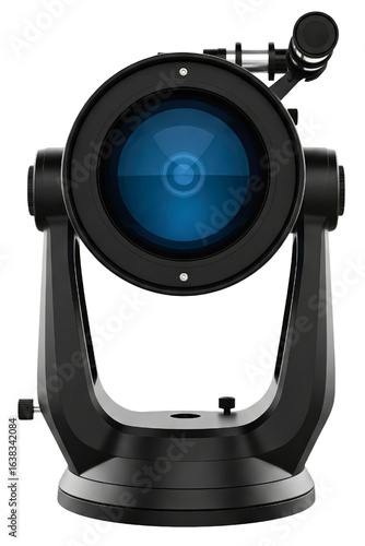 Modern reflector telescope for astronomy isolated on a transparent background