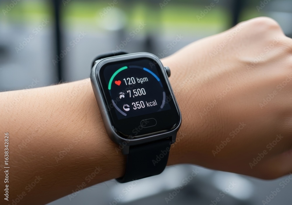 Fototapeta premium Smartwatch Fitness Tracker Displaying Metrics