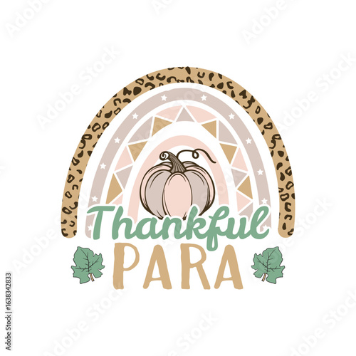 Thankful para Thanksgiving boho rainbow pattern