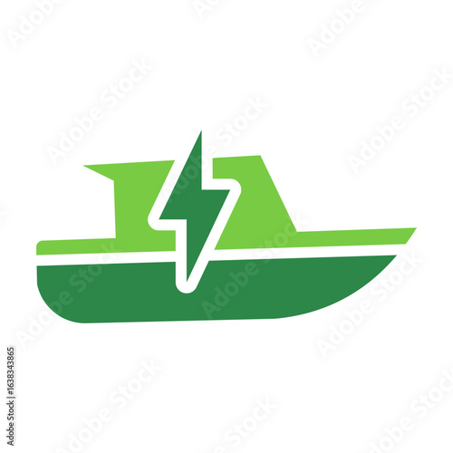 Electric Boat Icon Vector Illustration Green Version        