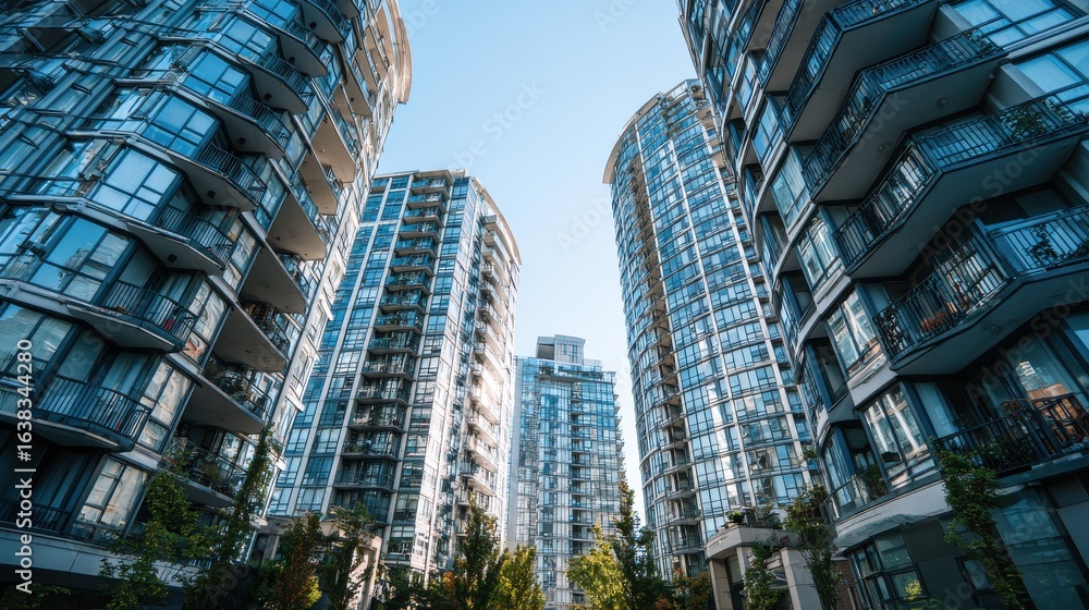 Fototapeta premium modern apartment buildings in vancouver british columbia canada no logos no brands ar 169