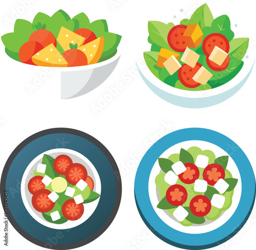Enjoying delicious greek salad with stunning mediterranean sea view
