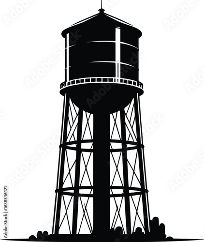 Water storage tank tower vector illustration isolated on a white background