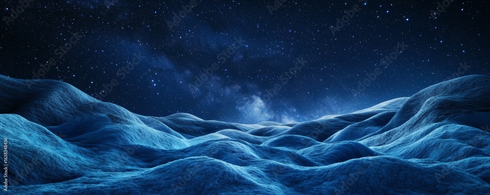 Fototapeta premium A celestial landscape featuring undulating terrain under a starlit sky