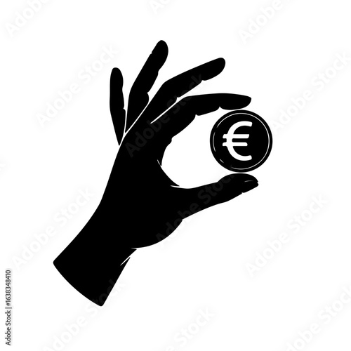 Euro coin held delicately in hand finance concept