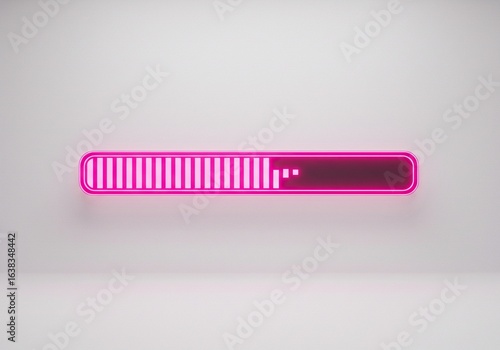 Pink neon progress bar indicating loading or processing status, isolated on white background