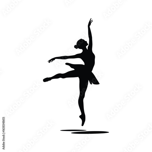 Silhouette of a gymnast performing a graceful backbend and leg split