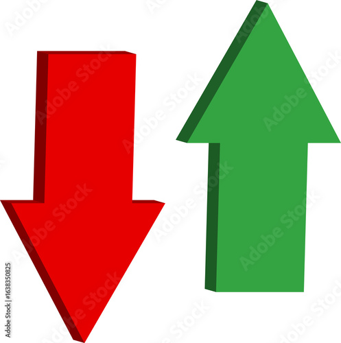 Free Download 3D Red Down Arrow and Green Up Arrow Icon Isolated on Transparent Background - GFXLoad