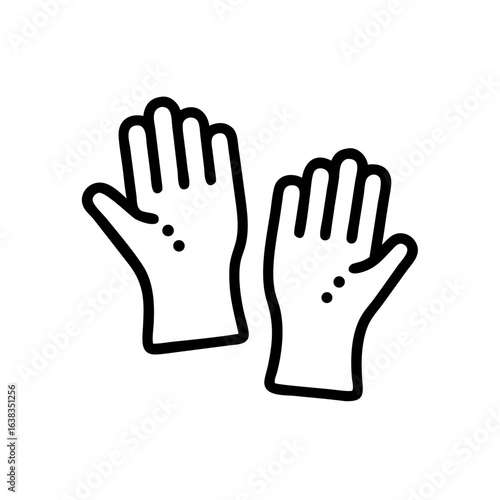 Line art of two hands wearing gloves in minimalist style  