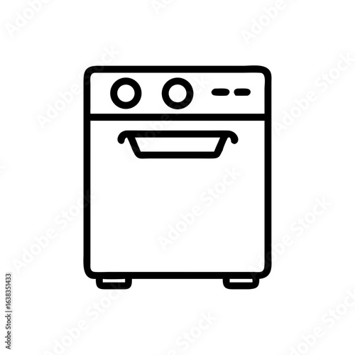 Line art of a modern dishwasher in minimalistic style  