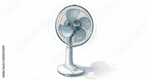 Create a water colour illustration of fan on white 