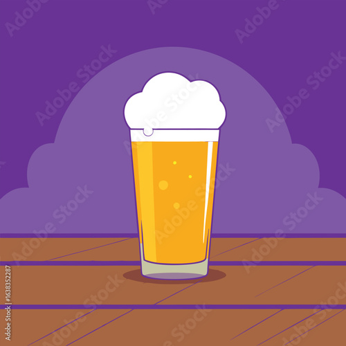 glass of beer on blue background