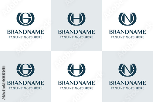 Letters UG YG UH YH UN YN Logo Set, for GU GY HU HY NU NY initials