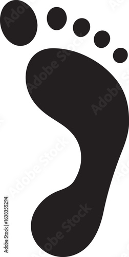 Silhouette Style Vector Foot Logo Design Icon – Minimal Human Footprint Symbol for Wellness, Healthcare, Reflexology, Pedicure, Eco Friendly Branding, Monochrome Graphic Illustration