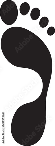 Silhouette Style Vector Foot Logo Design Icon – Minimal Human Footprint Symbol for Wellness, Healthcare, Reflexology, Pedicure, Eco Friendly Branding, Monochrome Graphic Illustration