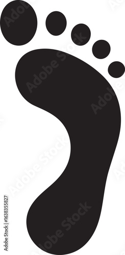 Silhouette Style Vector Foot Logo Design Icon – Minimal Human Footprint Symbol for Wellness, Healthcare, Reflexology, Pedicure, Eco Friendly Branding, Monochrome Graphic Illustration