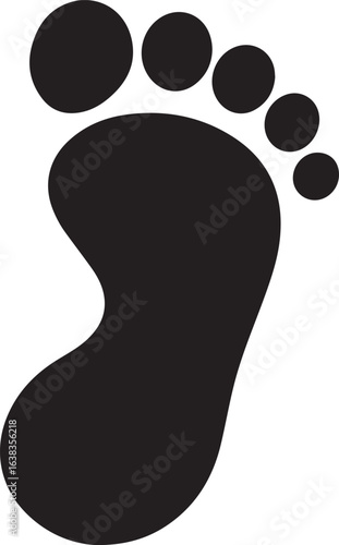 Silhouette Style Vector Foot Logo Design Icon – Minimal Human Footprint Symbol for Wellness, Healthcare, Reflexology, Pedicure, Eco Friendly Branding, Monochrome Graphic Illustration