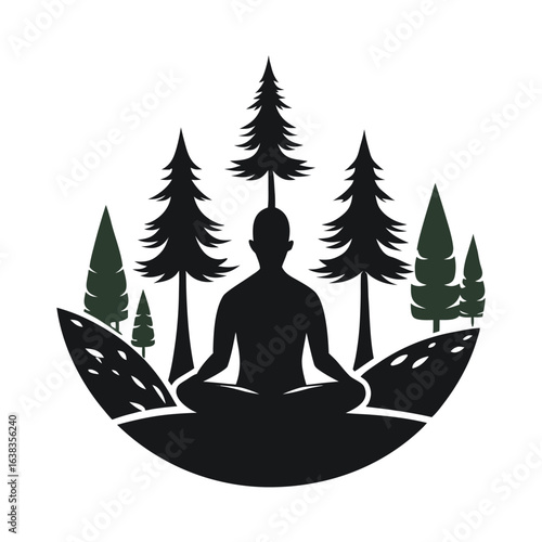Silhouette of a woman meditating in lotus yoga pose