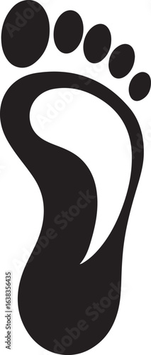 Silhouette Style Vector Foot Logo Design Icon – Minimal Human Footprint Symbol for Wellness, Healthcare, Reflexology, Pedicure, Eco Friendly Branding, Monochrome Graphic Illustration