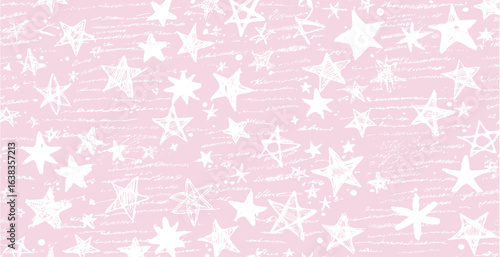 Wallpaper Mural Vintage pattern of abstract illegible handwritten text with hand drawn stars. Grunge bad calligraphy script, old book document. Vector illustration of monochrome unreadable handwriting cursive poetry  Torontodigital.ca