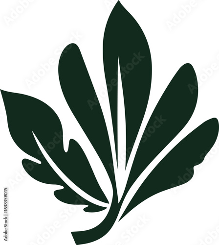 Silhouette Style Vector Ginkgo Herb Leaf Logo Design Icon – Minimal Botanical Symbol for Wellness, Herbal Medicine, Organic Branding, Monochrome Natural Plant Graphic Illustration for Print, Web