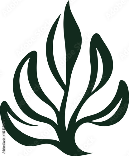 Silhouette Style Vector Ginkgo Herb Leaf Logo Design Icon – Minimal Botanical Symbol for Wellness, Herbal Medicine, Organic Branding, Monochrome Natural Plant Graphic Illustration for Print, Web