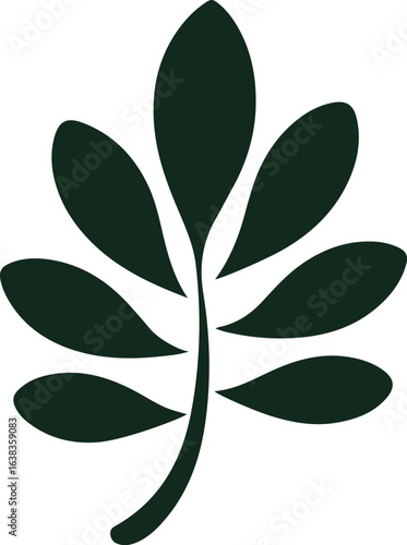 Silhouette Style Vector Ginkgo Herb Leaf Logo Design Icon – Minimal Botanical Symbol for Wellness, Herbal Medicine, Organic Branding, Monochrome Natural Plant Graphic Illustration for Print, Web