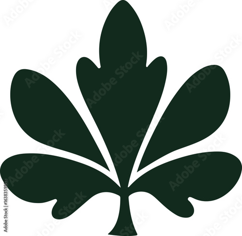 Silhouette Style Vector Ginkgo Herb Leaf Logo Design Icon – Minimal Botanical Symbol for Wellness, Herbal Medicine, Organic Branding, Monochrome Natural Plant Graphic Illustration for Print, Web