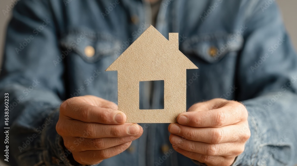 bright picture of man holding paper house no logos no brands ar 169 bright picture of man holding paper house no logos no brands ar 169