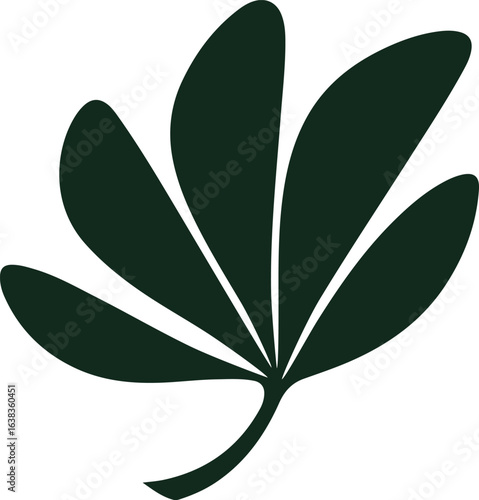 Silhouette Style Vector Ginkgo Herb Leaf Logo Design Icon – Minimal Botanical Symbol for Wellness, Herbal Medicine, Organic Branding, Monochrome Natural Plant Graphic Illustration for Print, Web