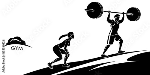 Gym workout success with weightlifting and training for strong fitness
