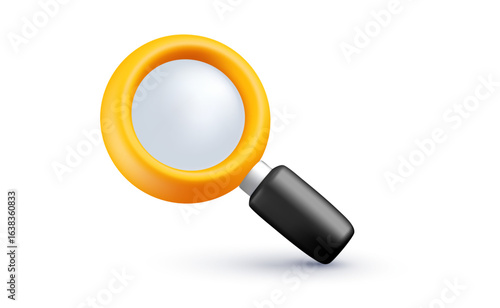 Vector realistic illustration of magnify loupe tool for search and focus. 3d cartoon style design of magnifying glass icon with transparent zoom lens for detective and business marketing banner