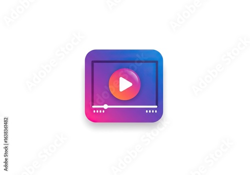 Free Download Video player interface with play button isolated on white background - GFXLoad