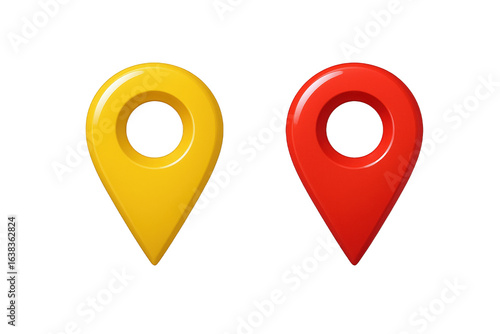 Two Shiny, Glossy Location Pointers, One Yellow and One Red, Isolated on a Black Canvas Free Download Two Shiny, Glossy Location Pointers, One Yellow and One Red, Isolated on a Black Canvas - GFXLoad