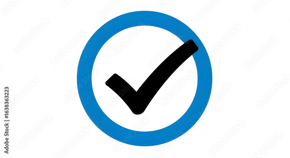 Check mark inside blue circle on white background Check mark inside blue circle on white background
