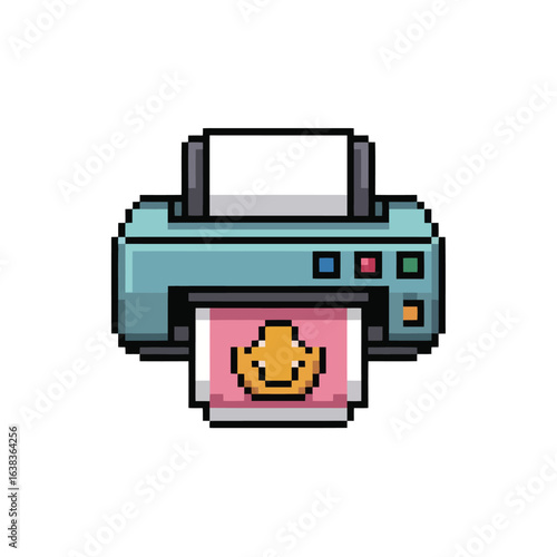 Pixel Art Printer Printing a Crown a Fun Retro Design with a Modern Twist