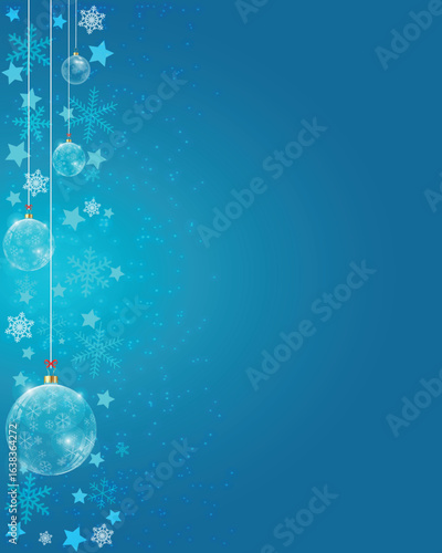 Christmas background with Blue balls, Blue ornament Christmas background with balls, Vector illustration, Blue Christmas balls background EPS10