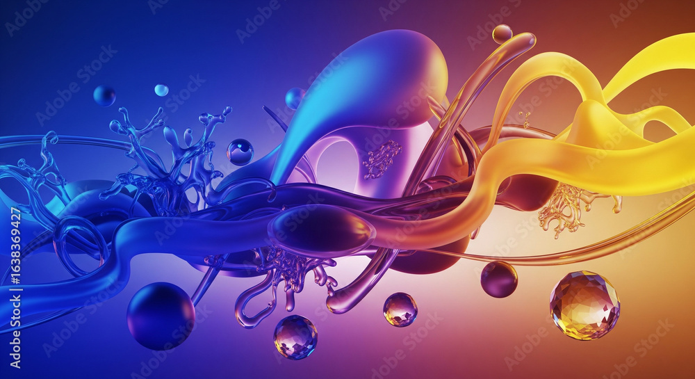 Fototapeta premium Abstract 3D Shapes in Vibrant Colors