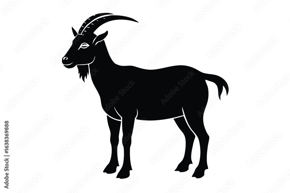 Fototapeta premium Goat Silhouette Profile View Animal Illustration