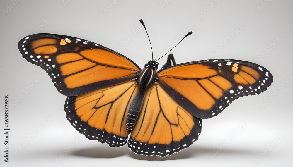 Fototapeta premium An exquisite monarch butterfly displays its vibrant wings in a close-up view.
